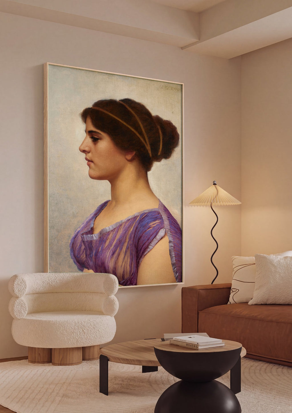 Quadro Decorativo A Greek Woman - John William Godward em ambiente decorado