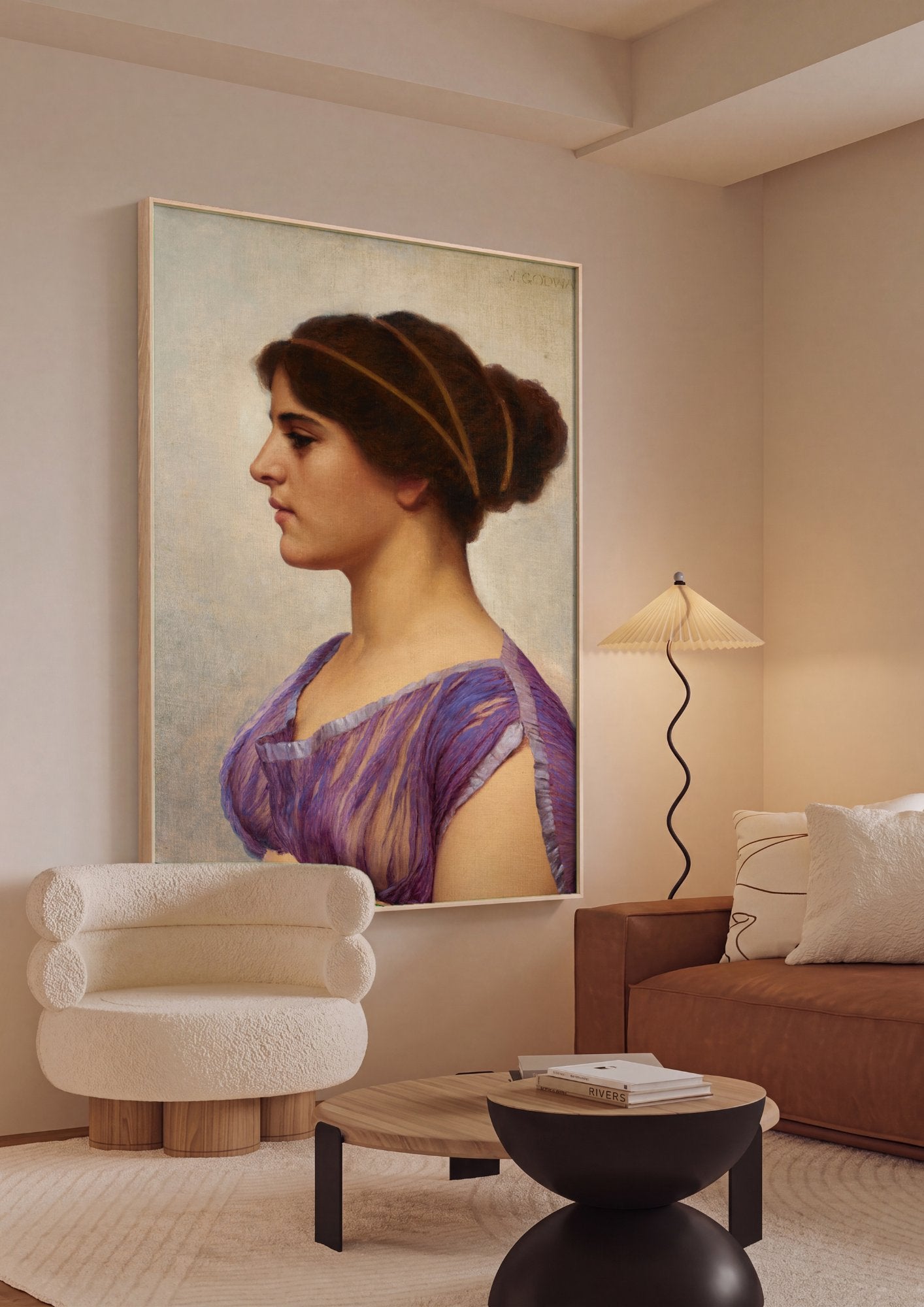 Quadro Decorativo A Greek Woman - John William Godward em ambiente decorado