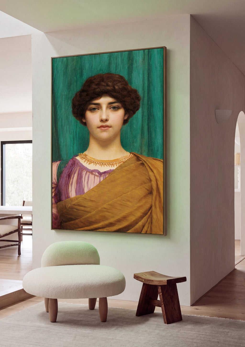 Quadro Decorativo A Jovem Grega - John William Godward em ambiente decorado