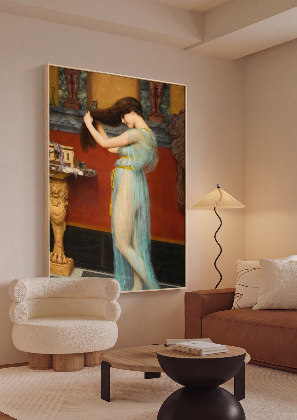 Quadro Decorativo A Penteadeira – John William Godward em ambiente decorado