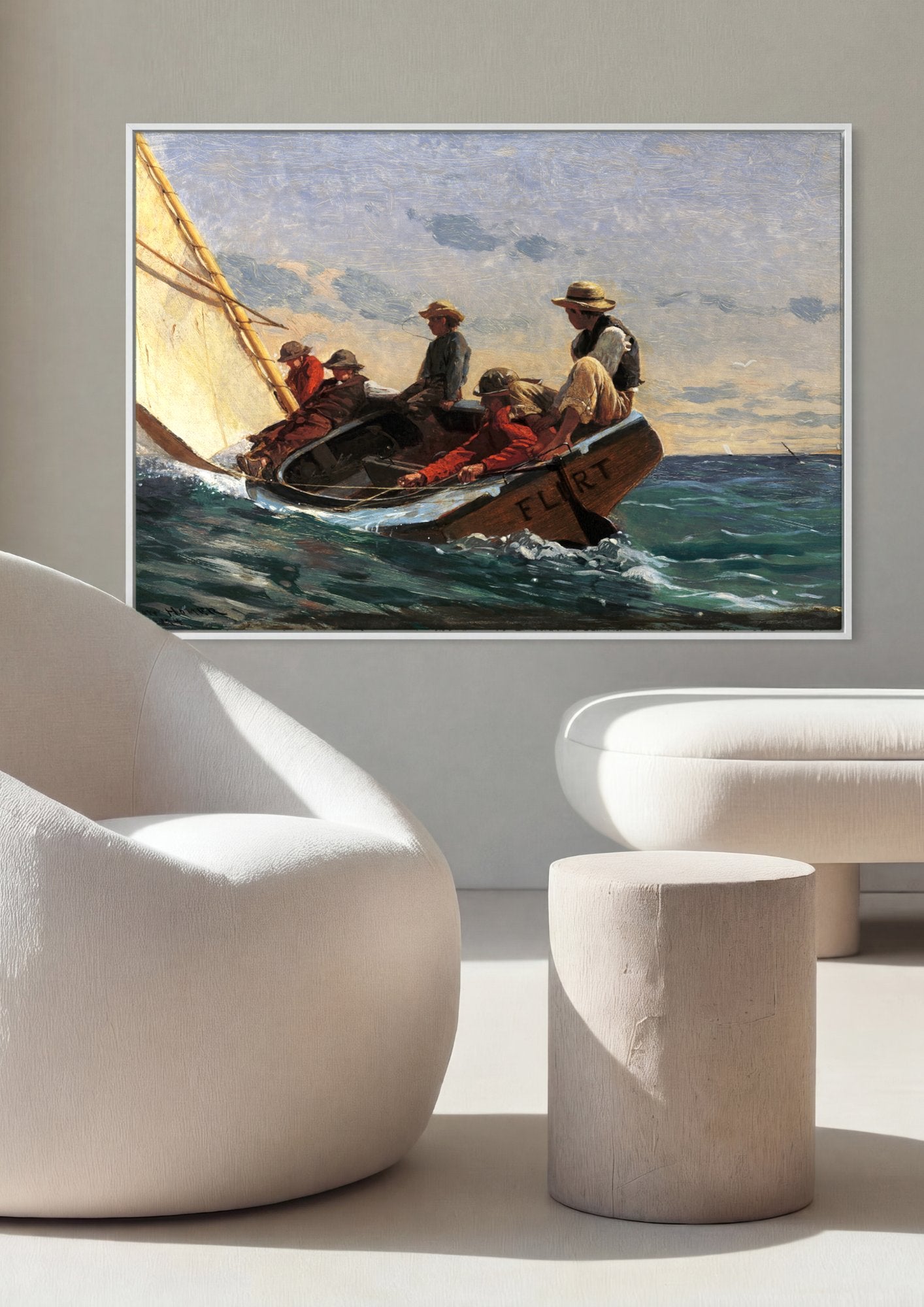 Quadro Decorativo Breezing Up (A Fair Wind) - Winslow Homer em ambiente decorado