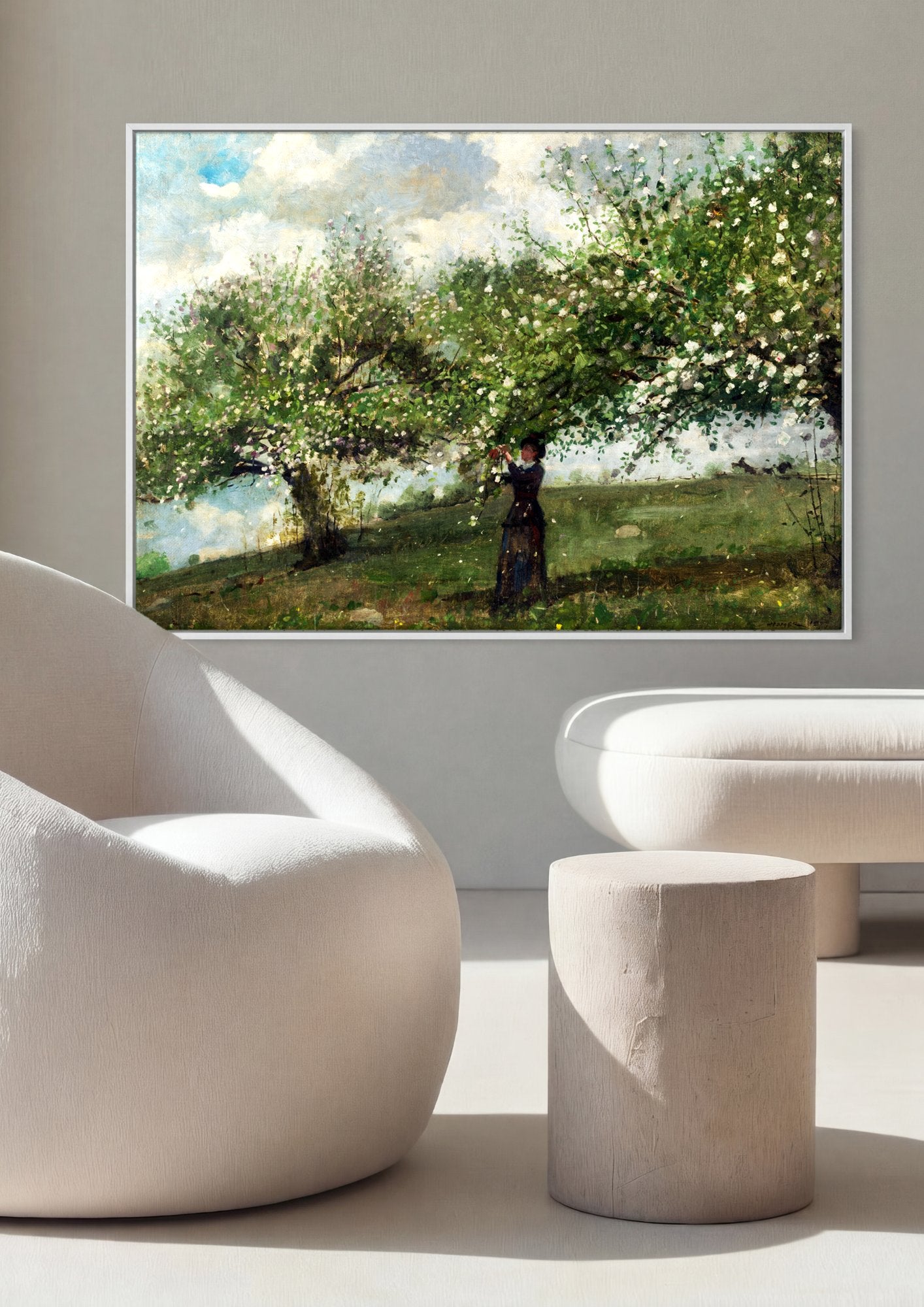 Quadro Decorativo Primavera no Pomar - Winslow Homer em ambiente decorado