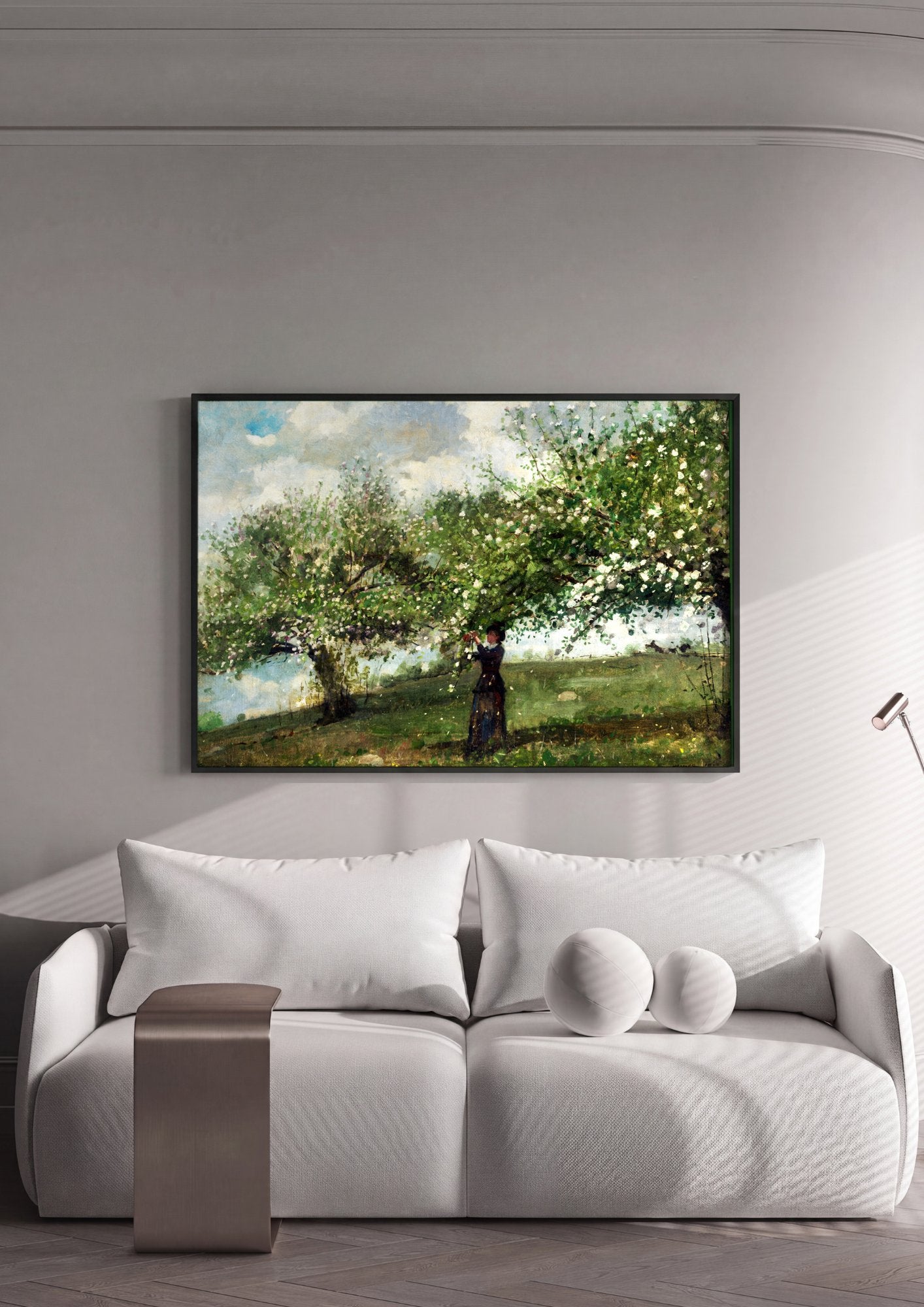 Quadro Decorativo Primavera no Pomar - Winslow Homer em ambiente decorado