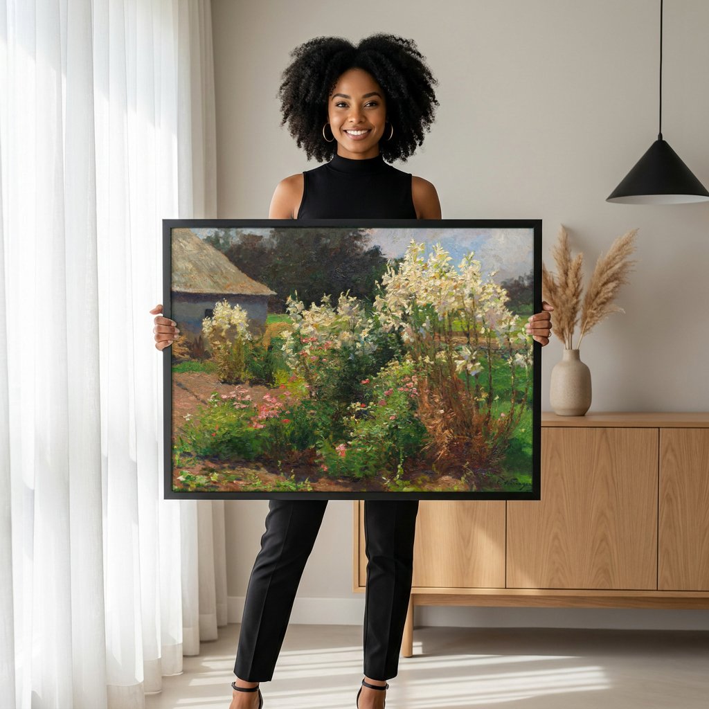 Quadro Decorativo Campo Florido - Olga Wisinger-Florian com modelo em ambiente