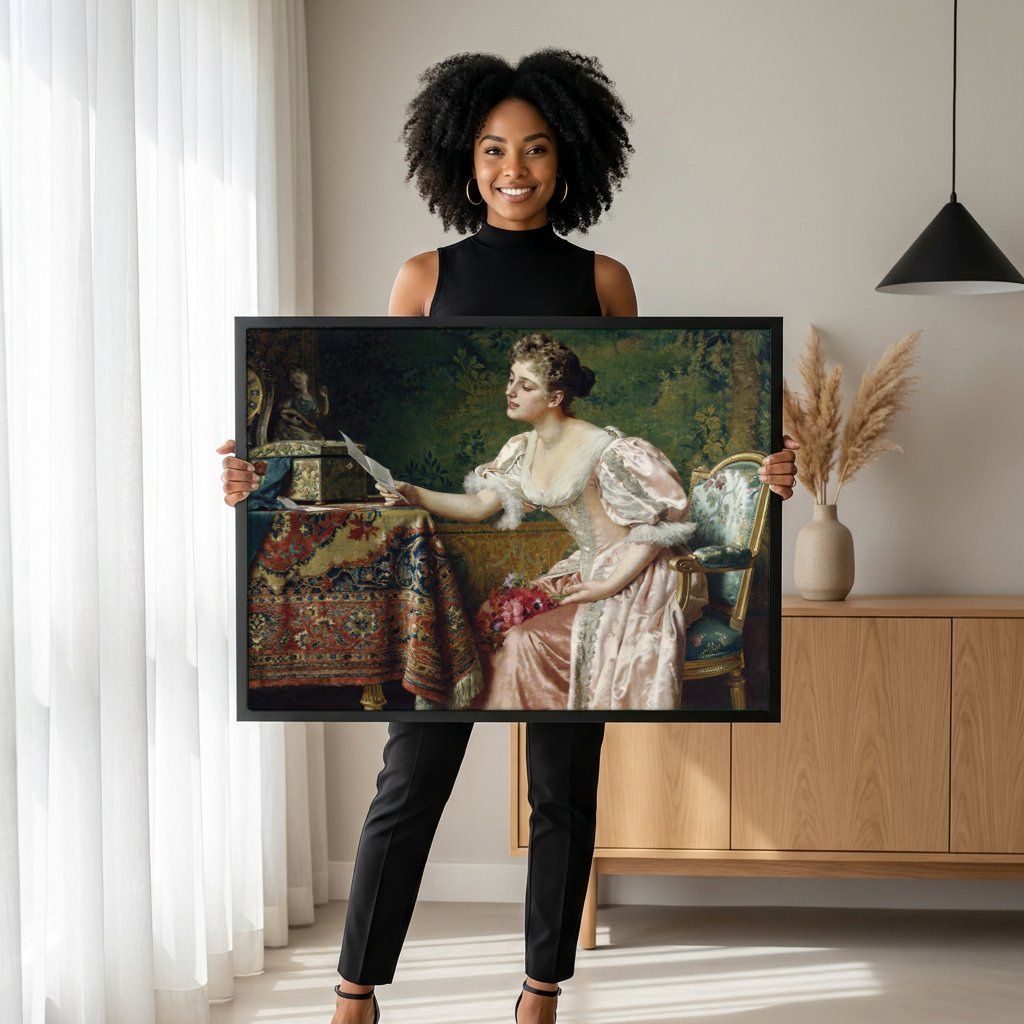 Quadro Decorativo A Leitura da Carta - Wladyslaw Czachórski com modelo em ambiente