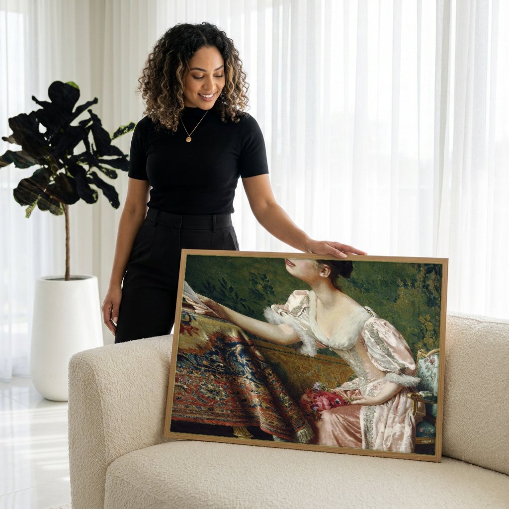 Quadro Decorativo A Leitura da Carta - Wladyslaw Czachórski com modelo em ambiente