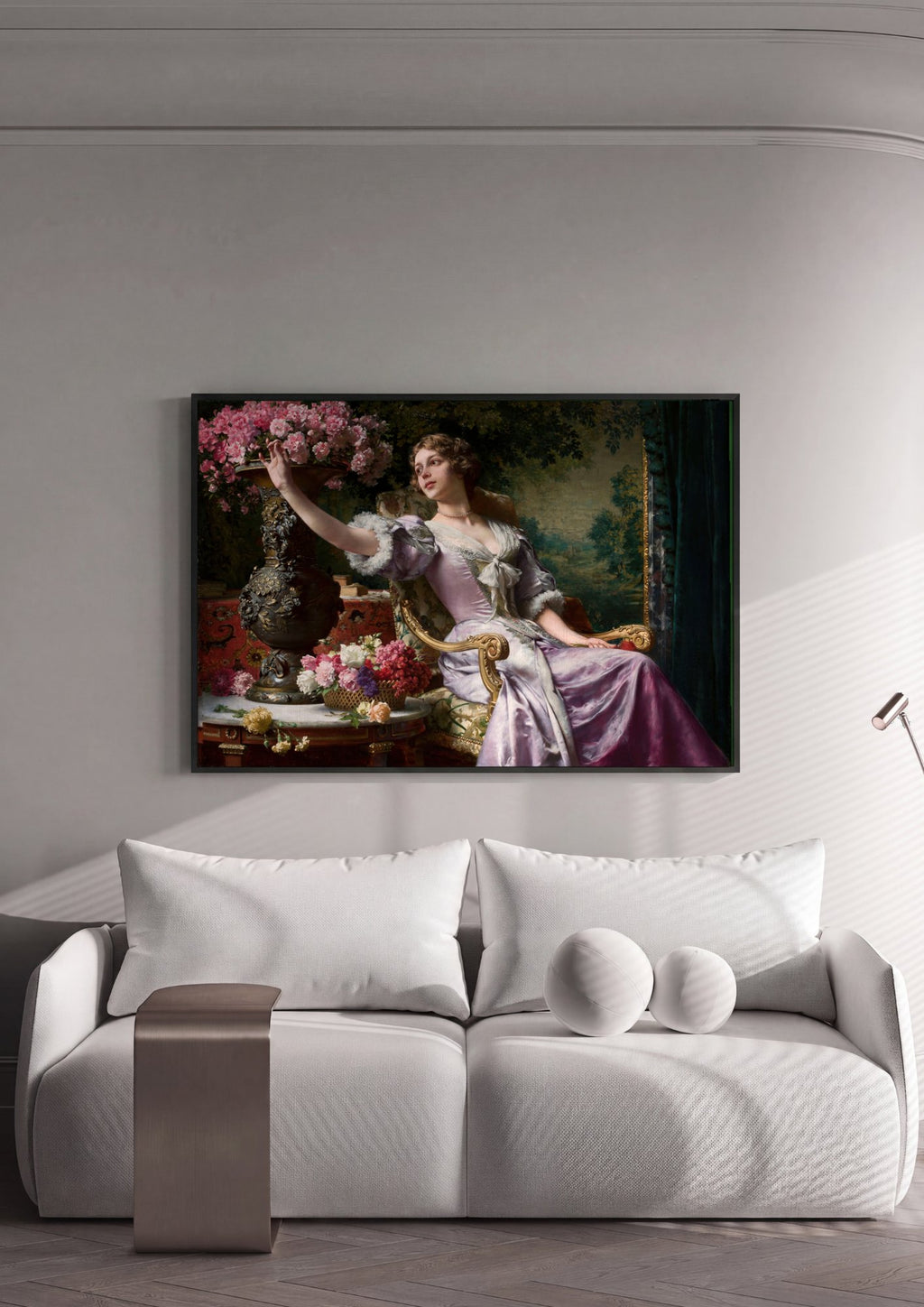 Quadro Decorativo A Dama e as Flores - Wladyslaw Czachórski em ambiente decorado