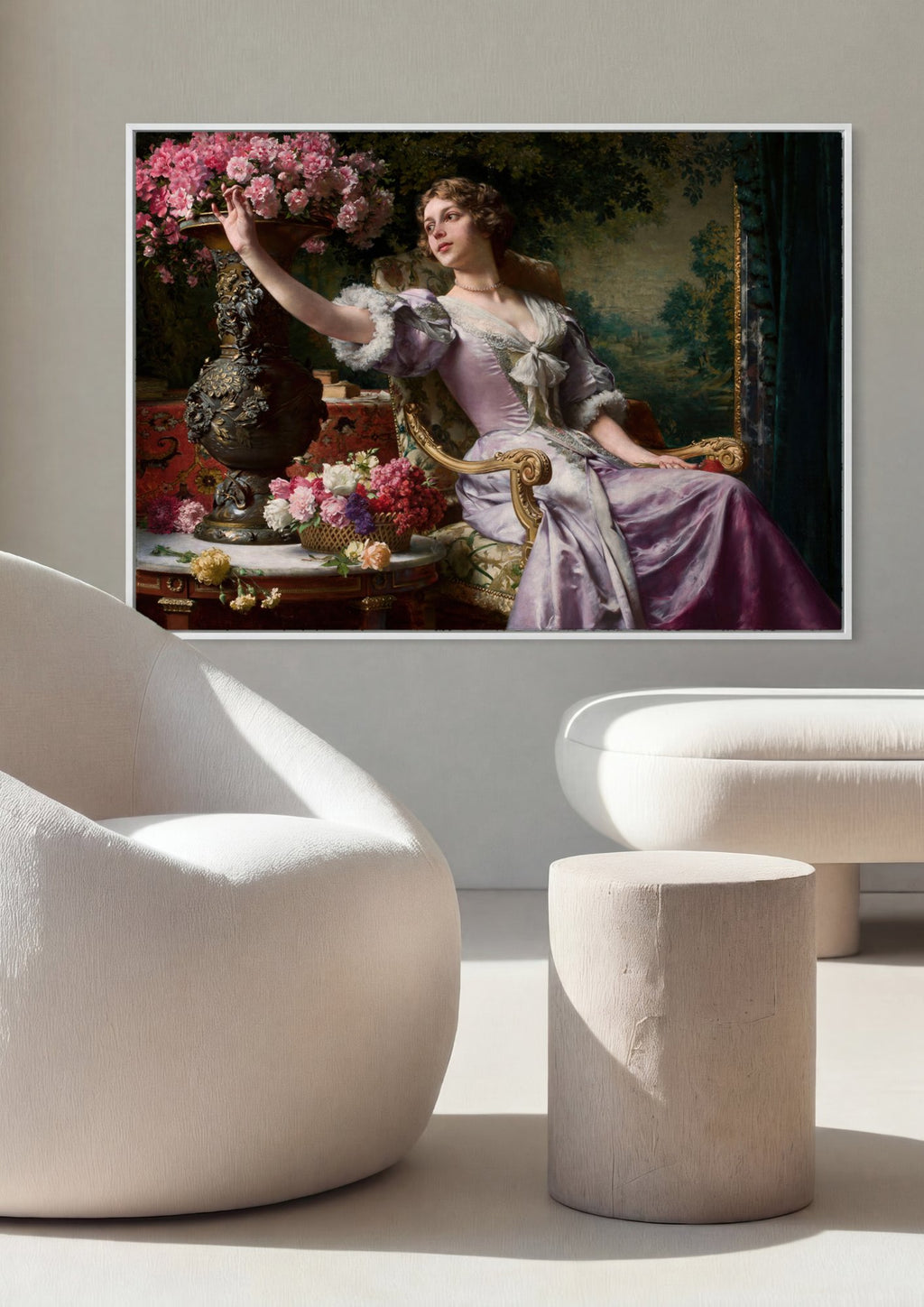 Quadro Decorativo A Dama e as Flores - Wladyslaw Czachórski em ambiente decorado