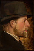 Retrato a óleo de perfil de um homem com barba e chapéu escuro, com fundo em tons de marrom e dourado. A obra é atribuída a Władysław Czachórski.