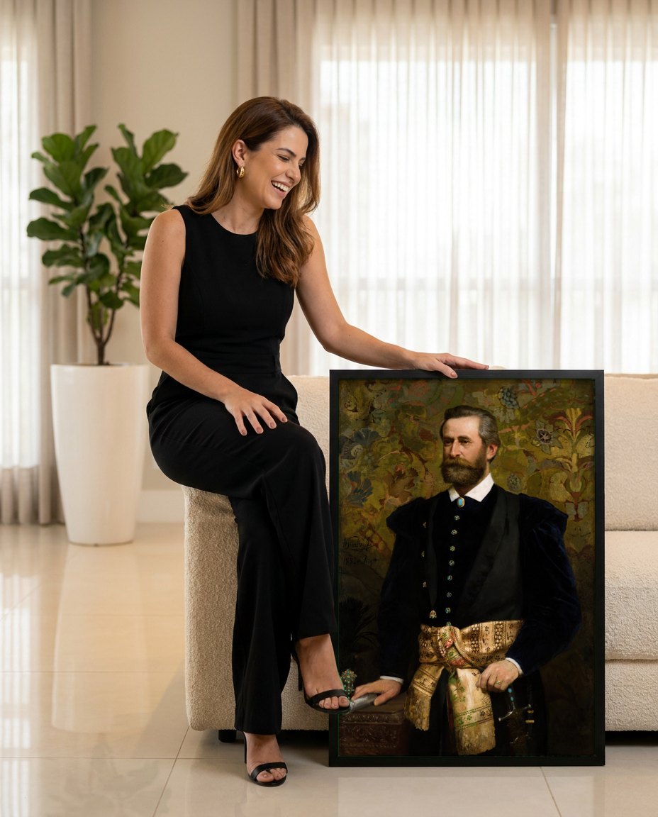 Quadro Decorativo Retrato de Homem - Henryk Siemiradzki | modelo apresentando o quadro emoldurado