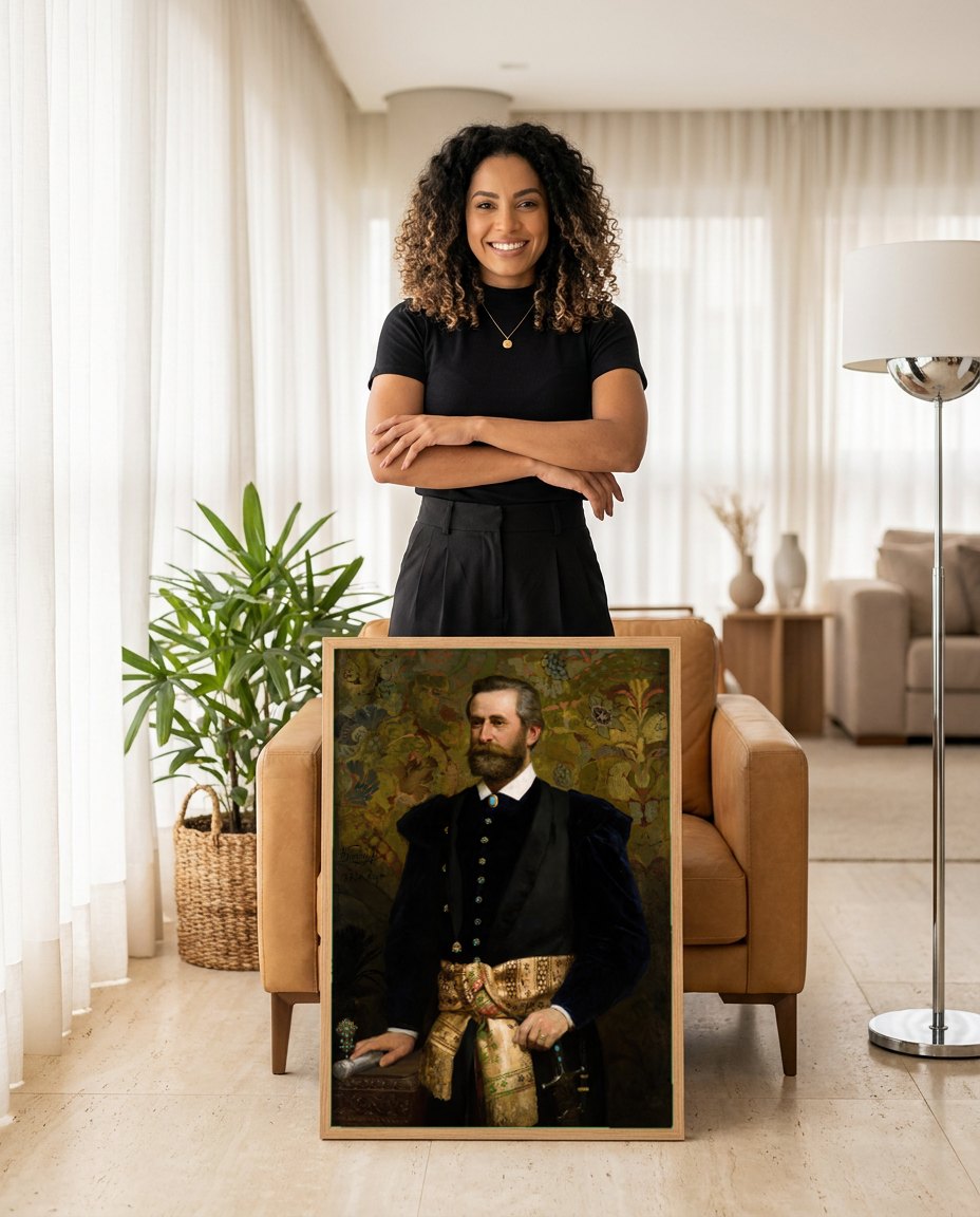 Quadro Decorativo Retrato de Homem - Henryk Siemiradzki | modelo apresentando o quadro emoldurado