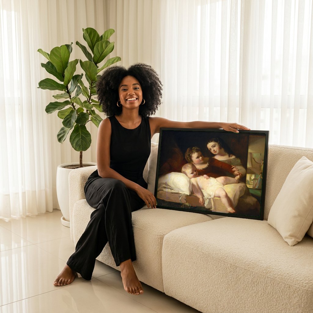 Quadro Decorativo: A Família - Thomas Sully | modelo apresentando o quadro emoldurado