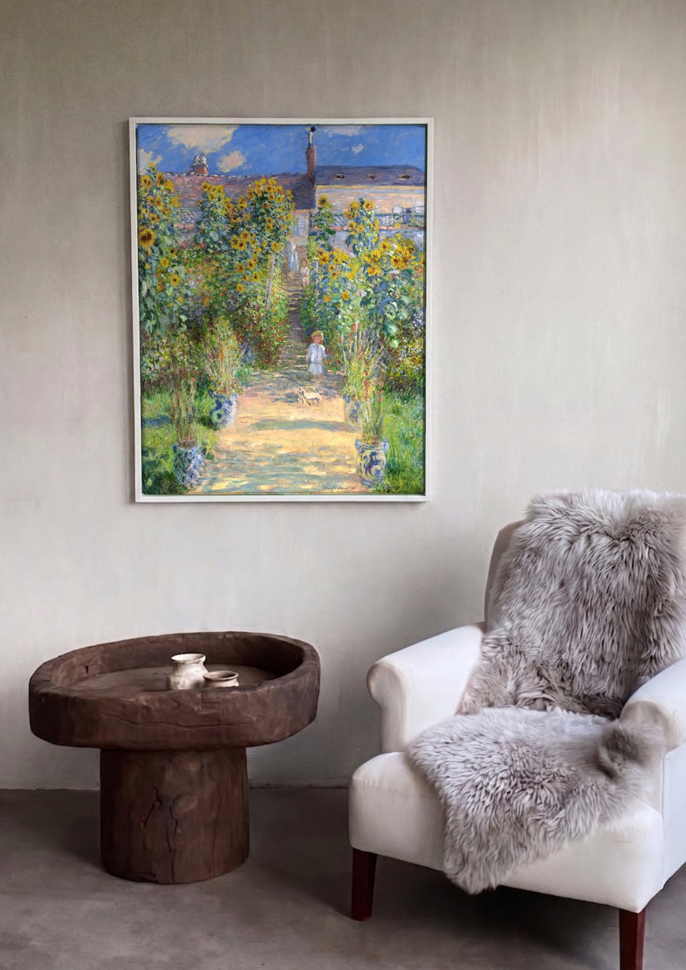 Quadro Decorativo O Caminho de Giverny - Claude Monet em ambiente decorado
