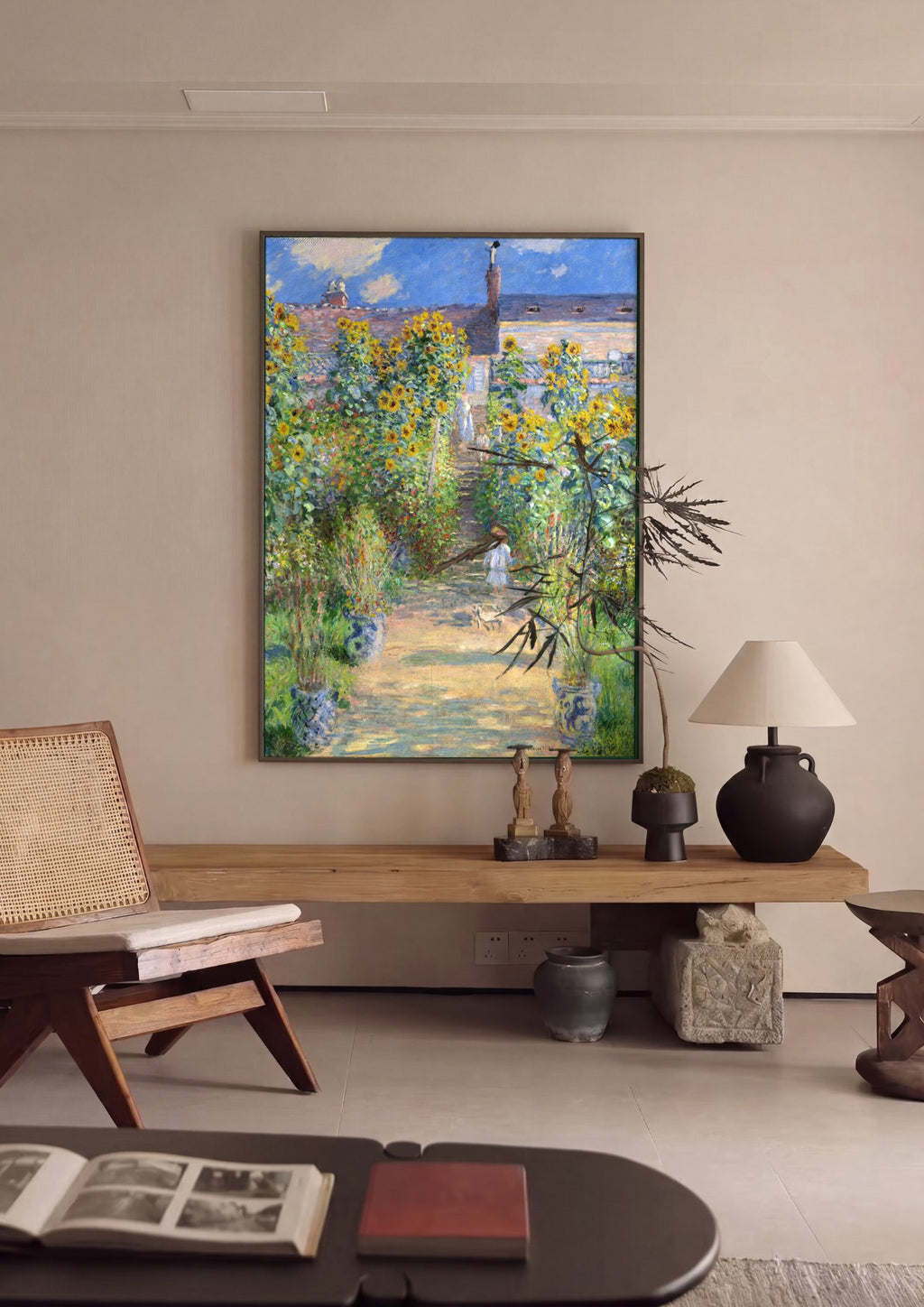 Quadro Decorativo O Caminho de Giverny - Claude Monet em ambiente decorado