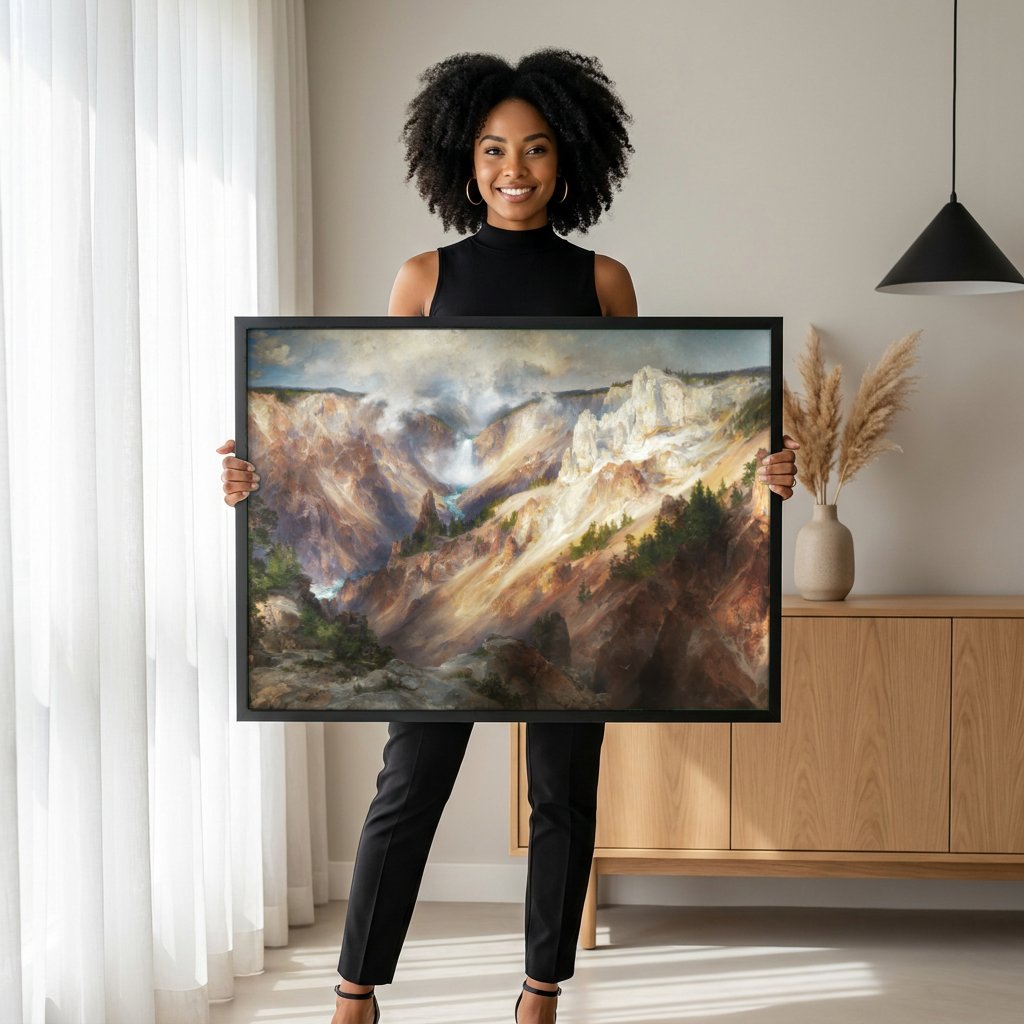Quadro Decorativo Grand Canyon of the Yellowstone - Thomas Moran com modelo em ambiente