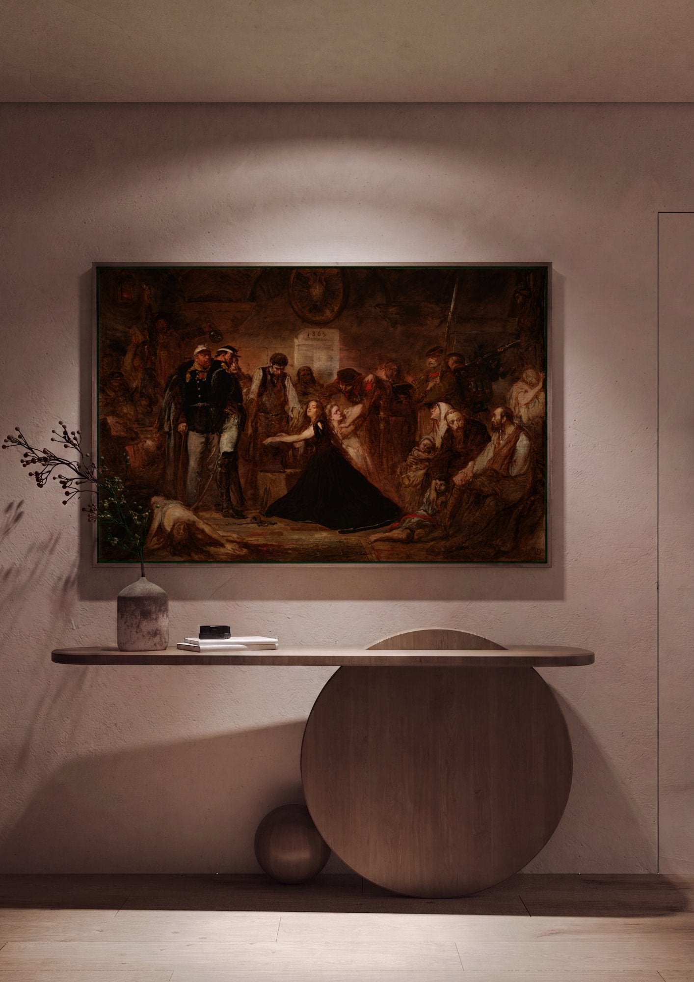 Quadro Decorativo A Prisão de Piotr Wysocki - Jan Matejko em ambiente decorado