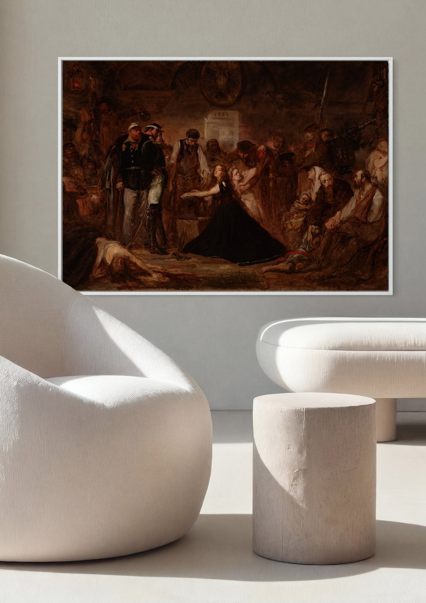 Quadro Decorativo A Prisão de Piotr Wysocki - Jan Matejko em ambiente decorado