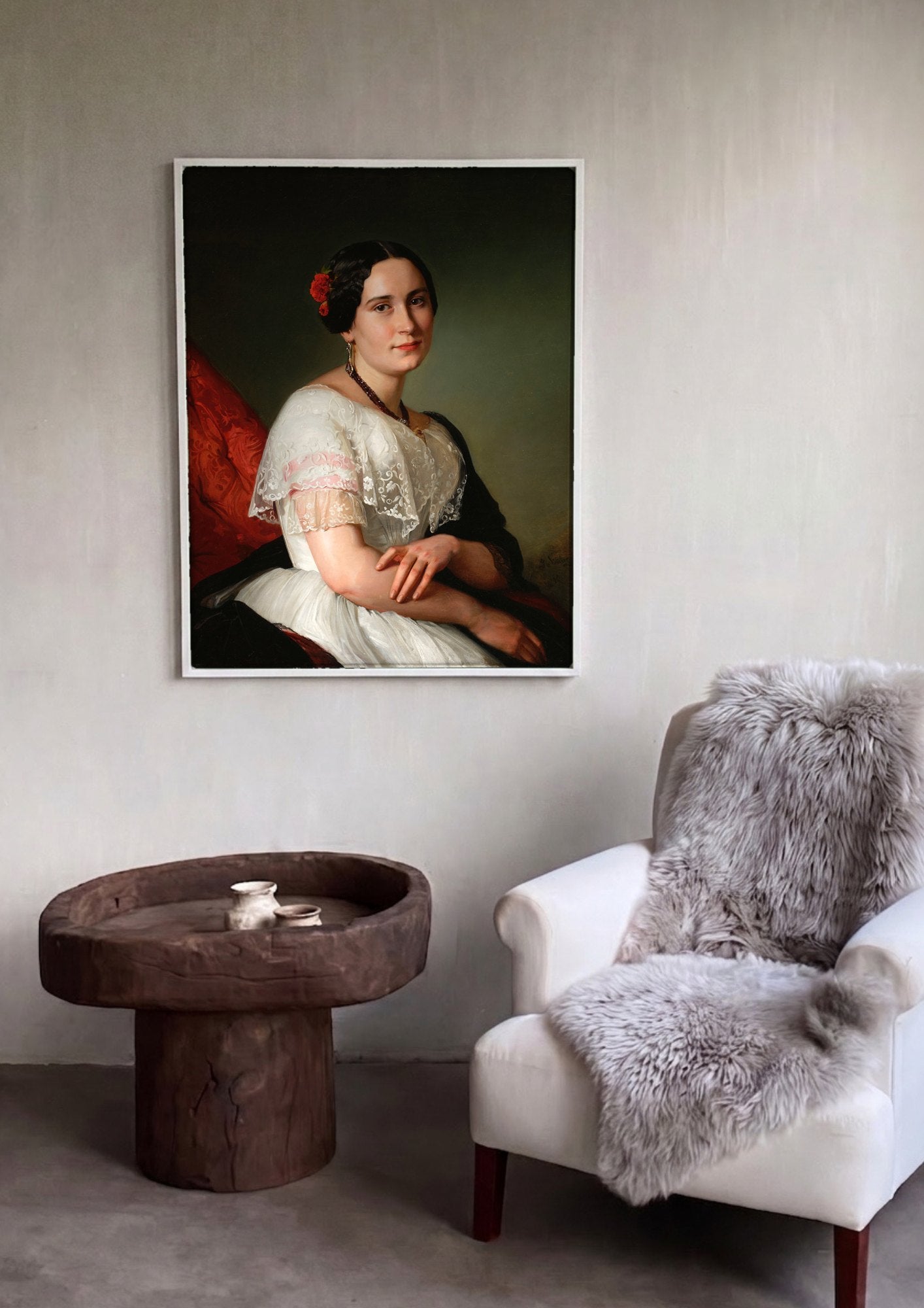 Quadro Decorativo Retrato de Senhora - Józef Simmler | quadro emoldurado na parede