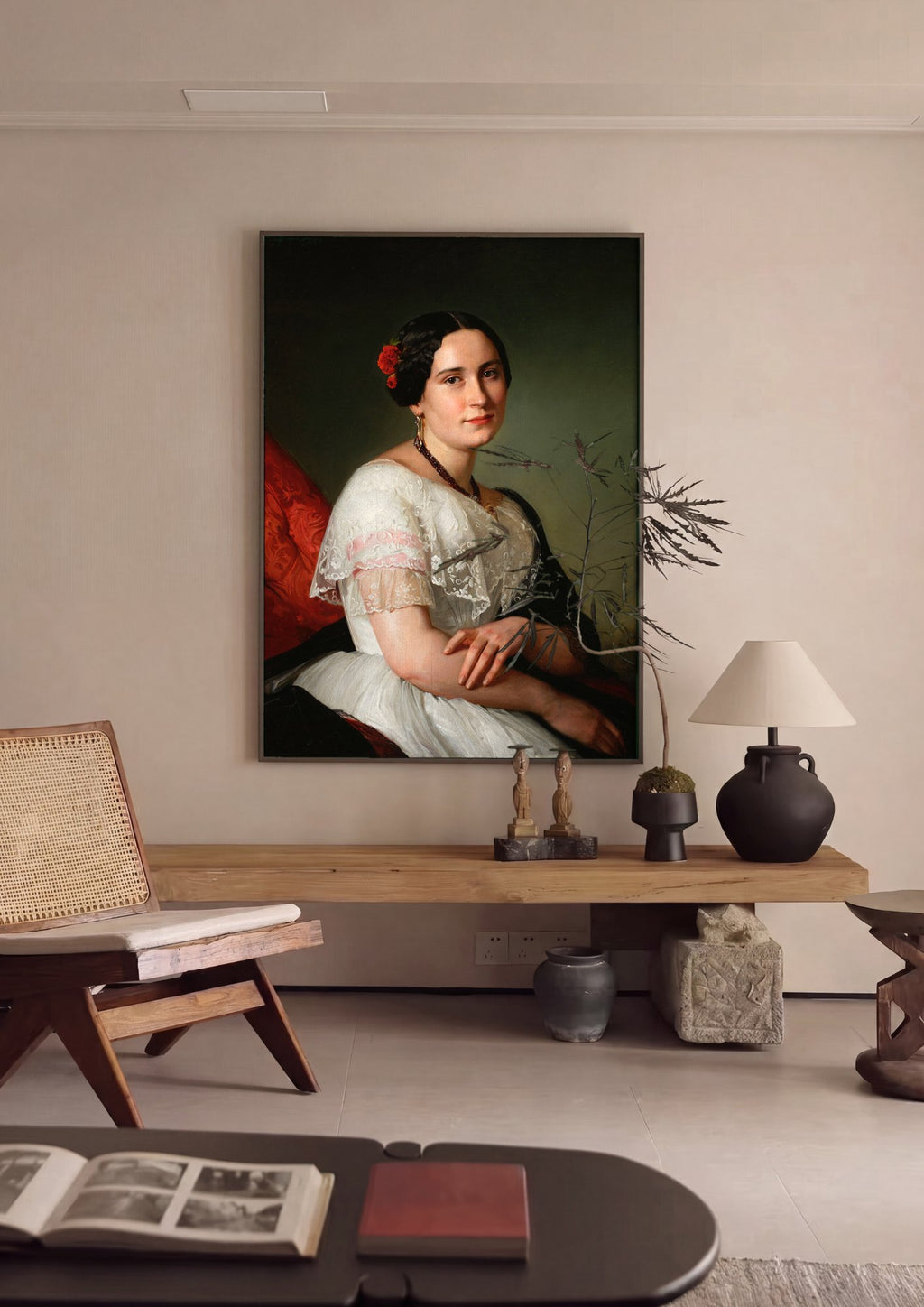 Quadro Decorativo Retrato de Senhora - Józef Simmler | quadro emoldurado na parede