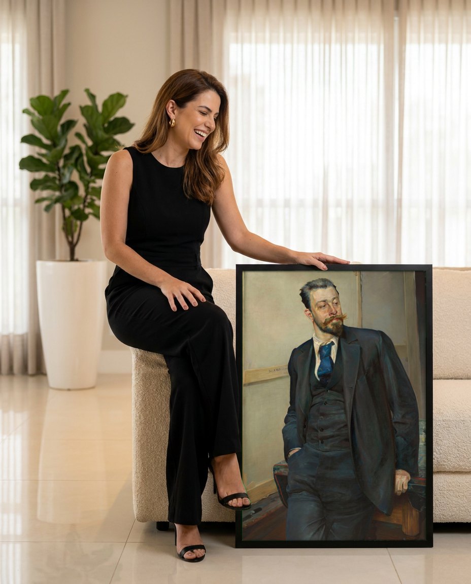 Quadro Decorativo Retrato de Jacek Malczewski - Malczewski | modelo apresentando o quadro emoldurado