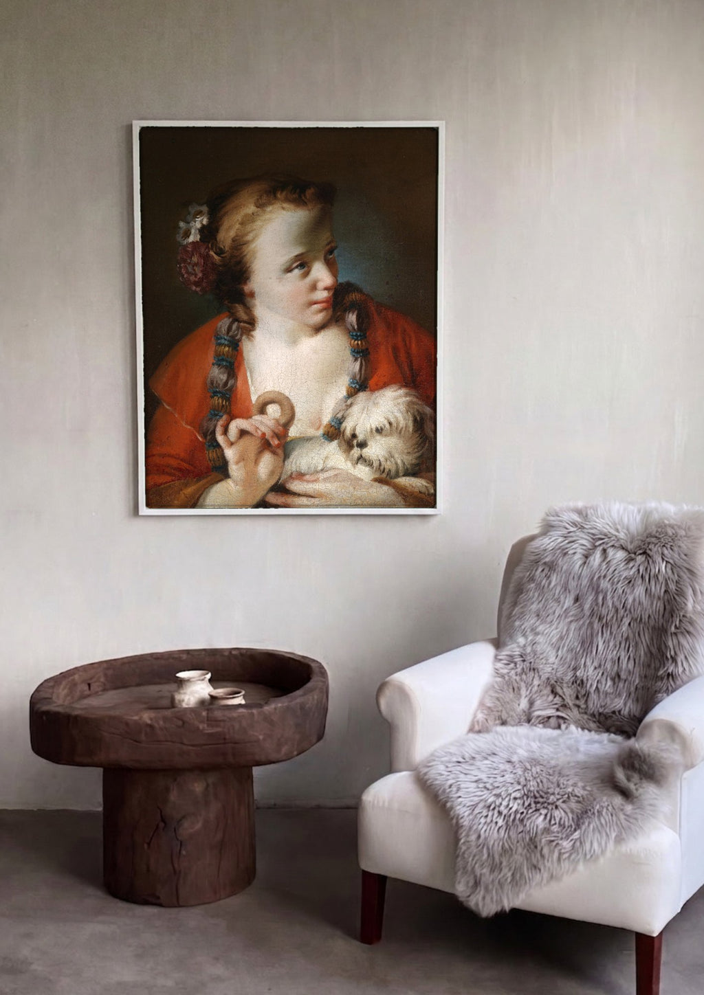 Quadro Decorativo Jovem com Cão - G. B. Piazzetta | quadro emoldurado na parede