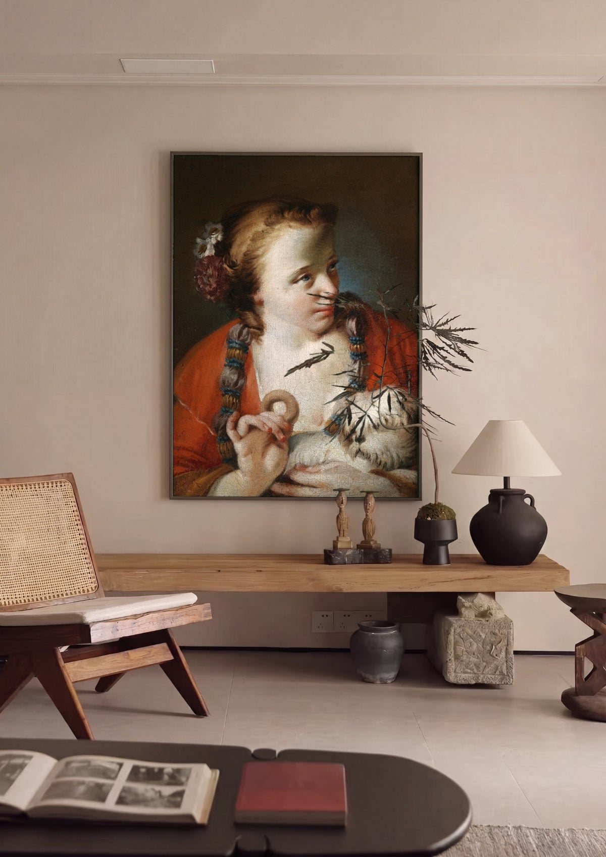 Quadro Decorativo Jovem com Cão - G. B. Piazzetta | quadro emoldurado na parede