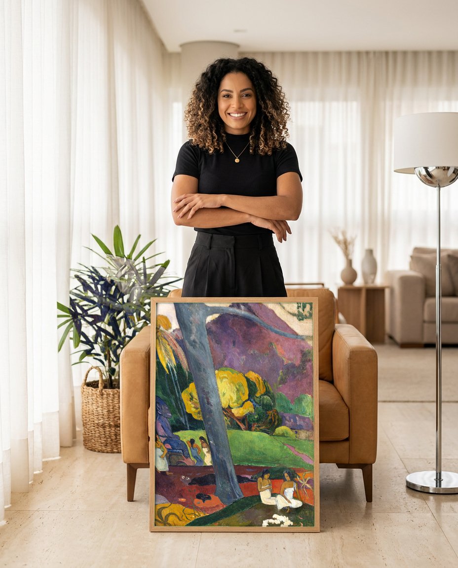 Quadro Decorativo Mata Mua (Era uma vez) - Gauguin com modelo em ambiente