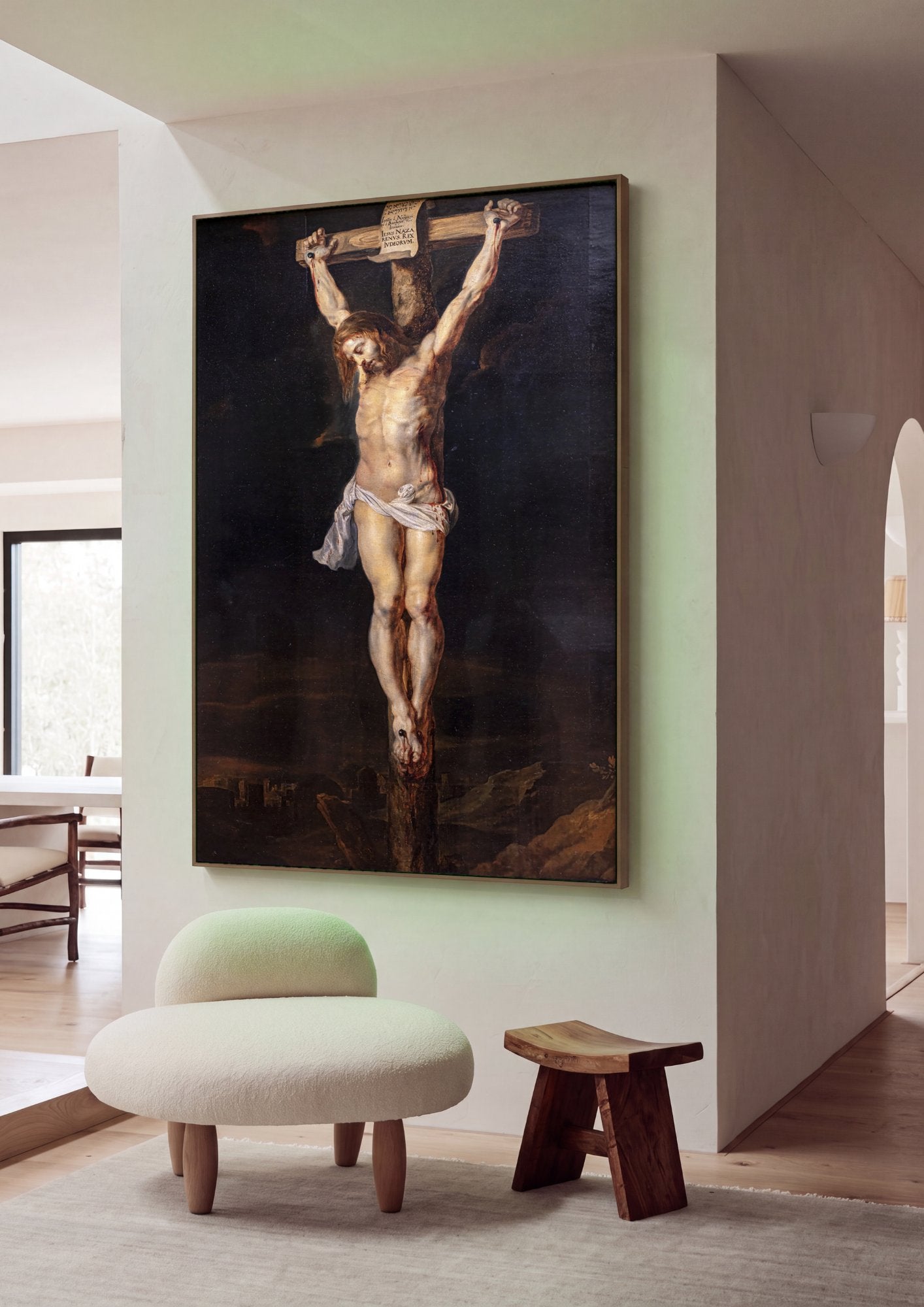 Quadro Decorativo Jesus Cristo na Cruz - Rubens em ambiente decorado