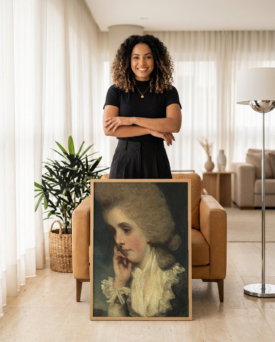 Quadro Decorativo Retrato de Lady Elizabeth Compton - Reynolds com modelo em ambiente