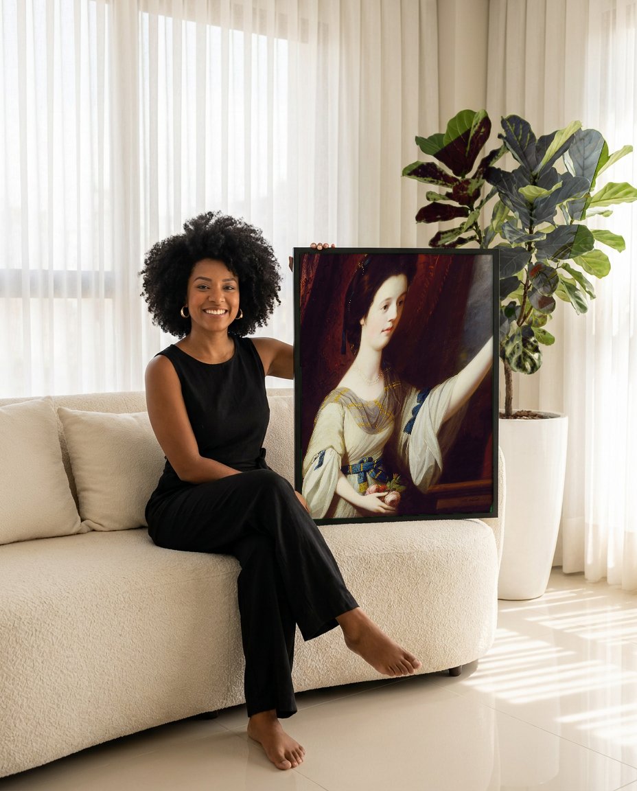 Quadro Decorativo Retrato de Lady Elizabeth Dashwood - Benjamin West com modelo em ambiente