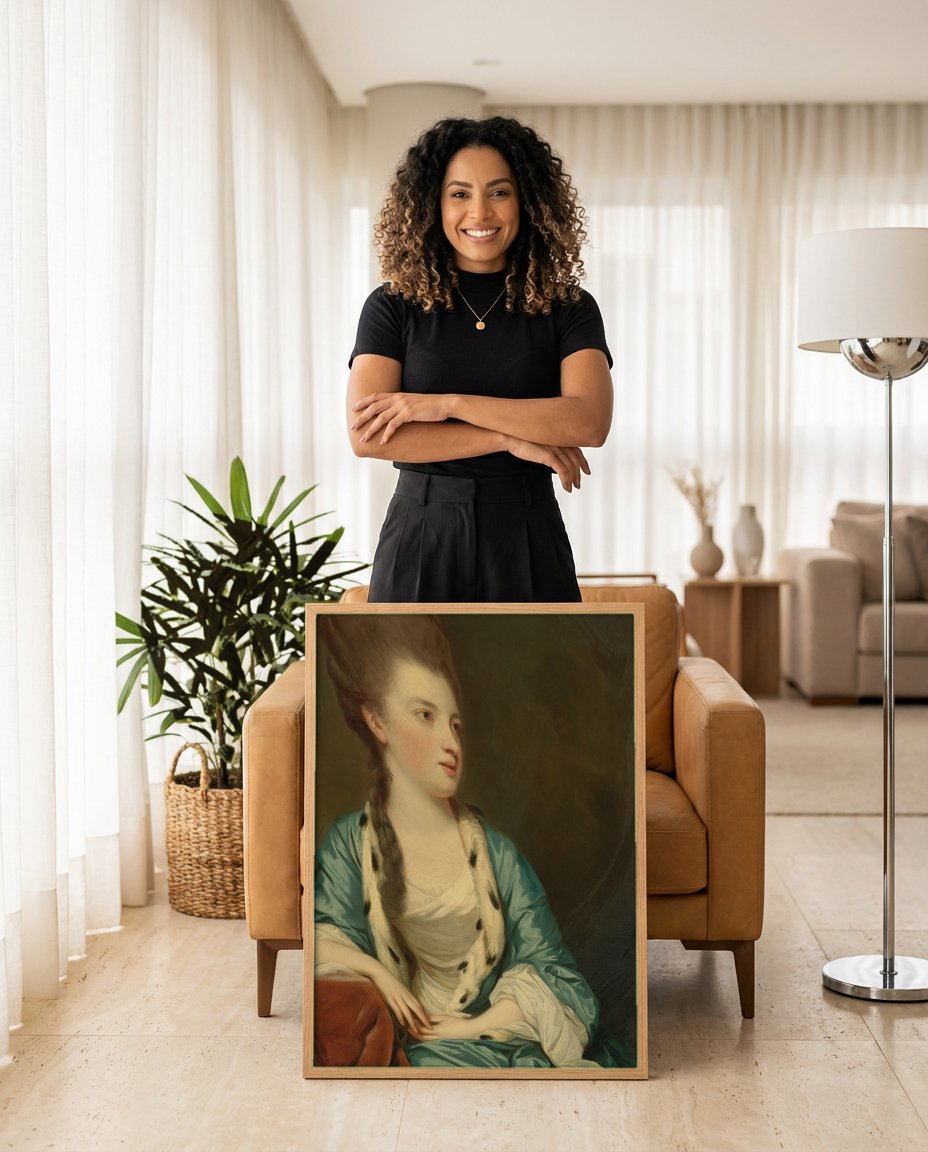 Quadro Decorativo Retrato de Lady Elizabeth Herbert - Joshua Reynolds com modelo em ambiente