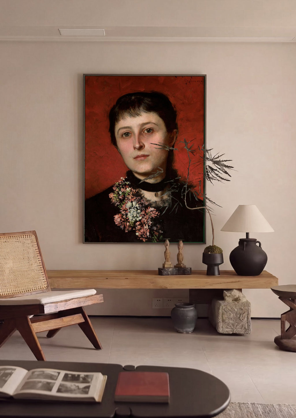 Quadro Decorativo Retrato de Mulher - Czachórski em ambiente decorado
