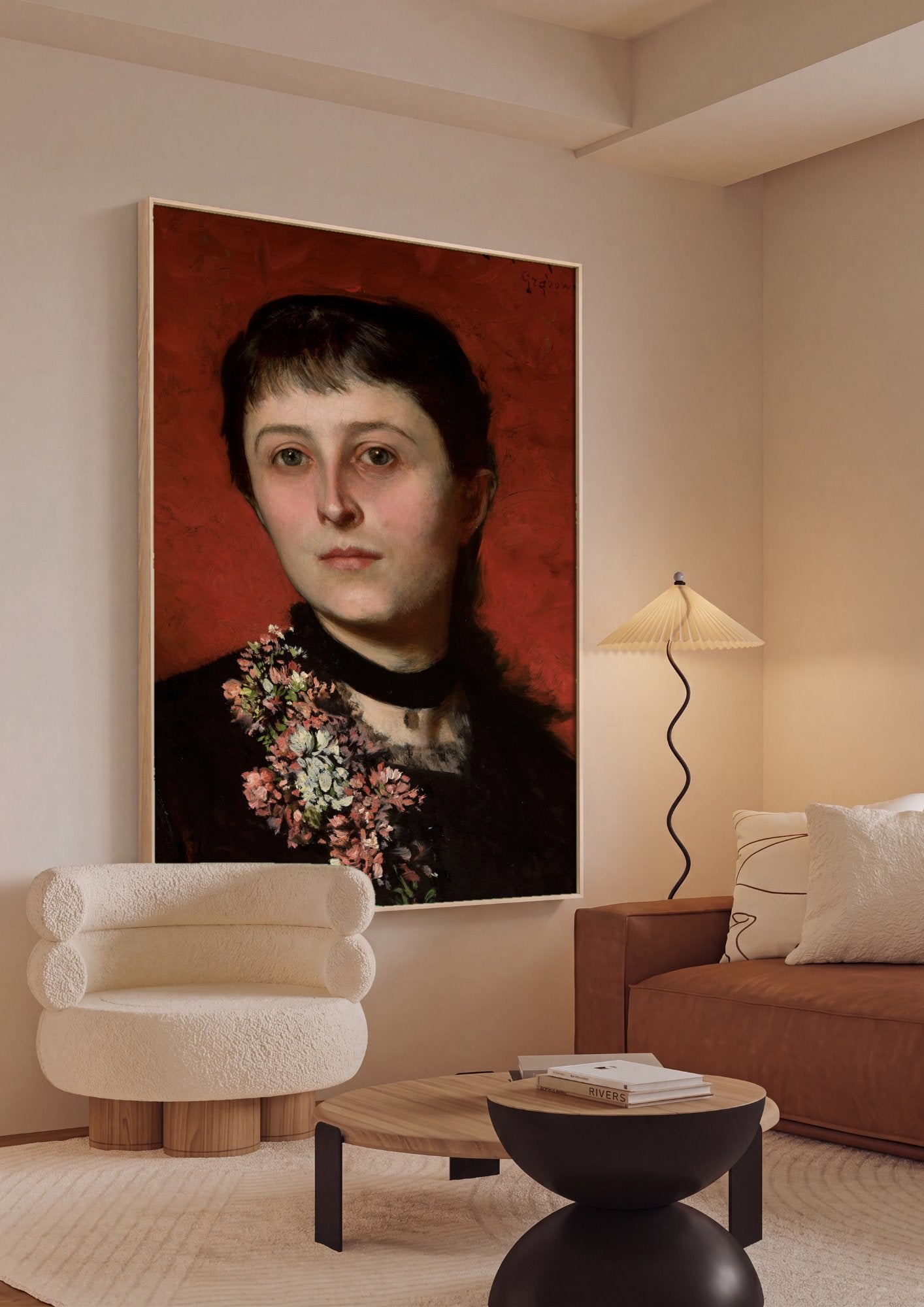 Quadro Decorativo Retrato de Mulher - Czachórski em ambiente decorado