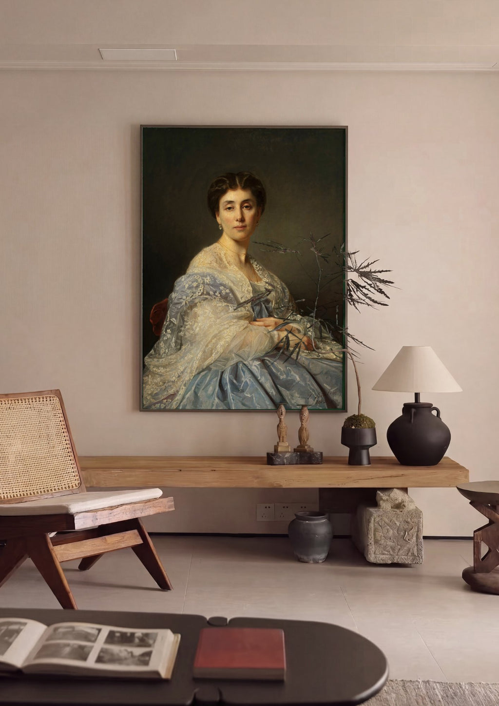 Quadro Decorativo Retrato Feminino - Józef Simmler em ambiente decorado