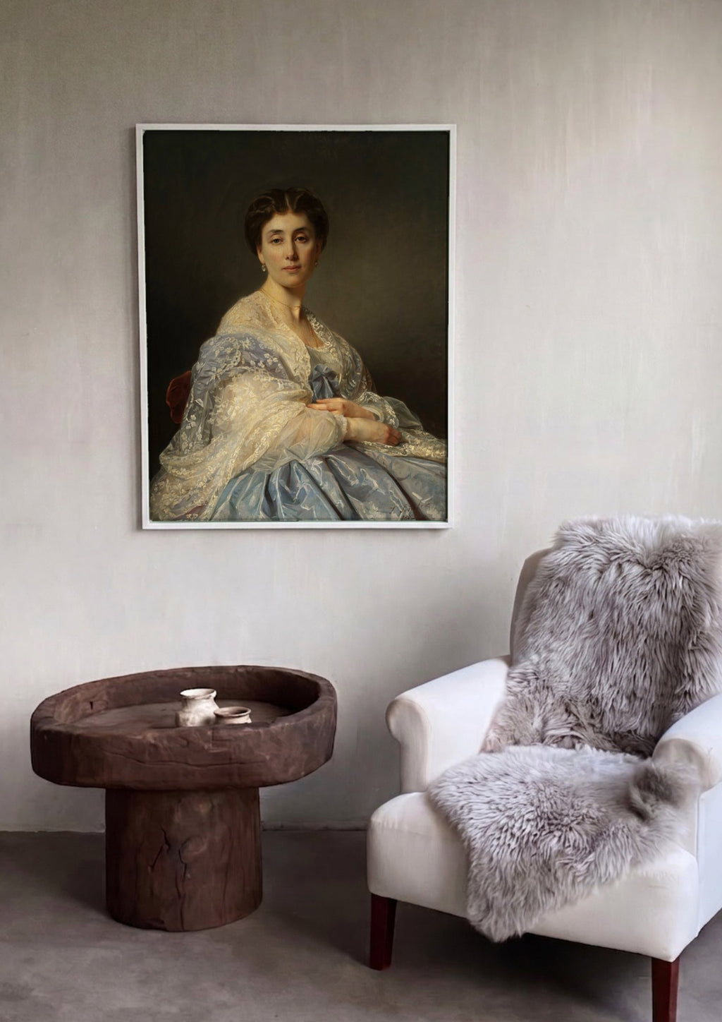 Quadro Decorativo Retrato Feminino - Józef Simmler em ambiente decorado