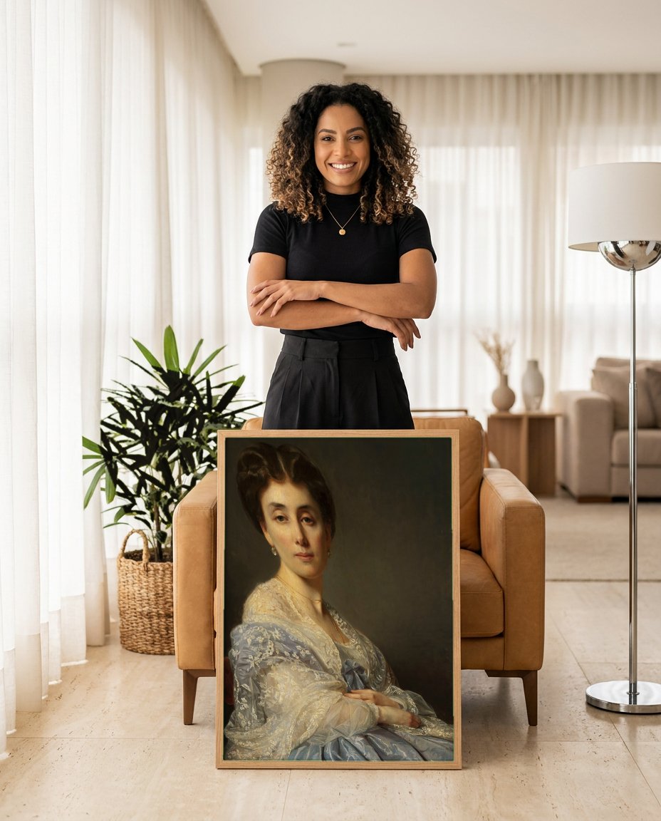 Quadro Decorativo Retrato Feminino - Józef Simmler com modelo em ambiente