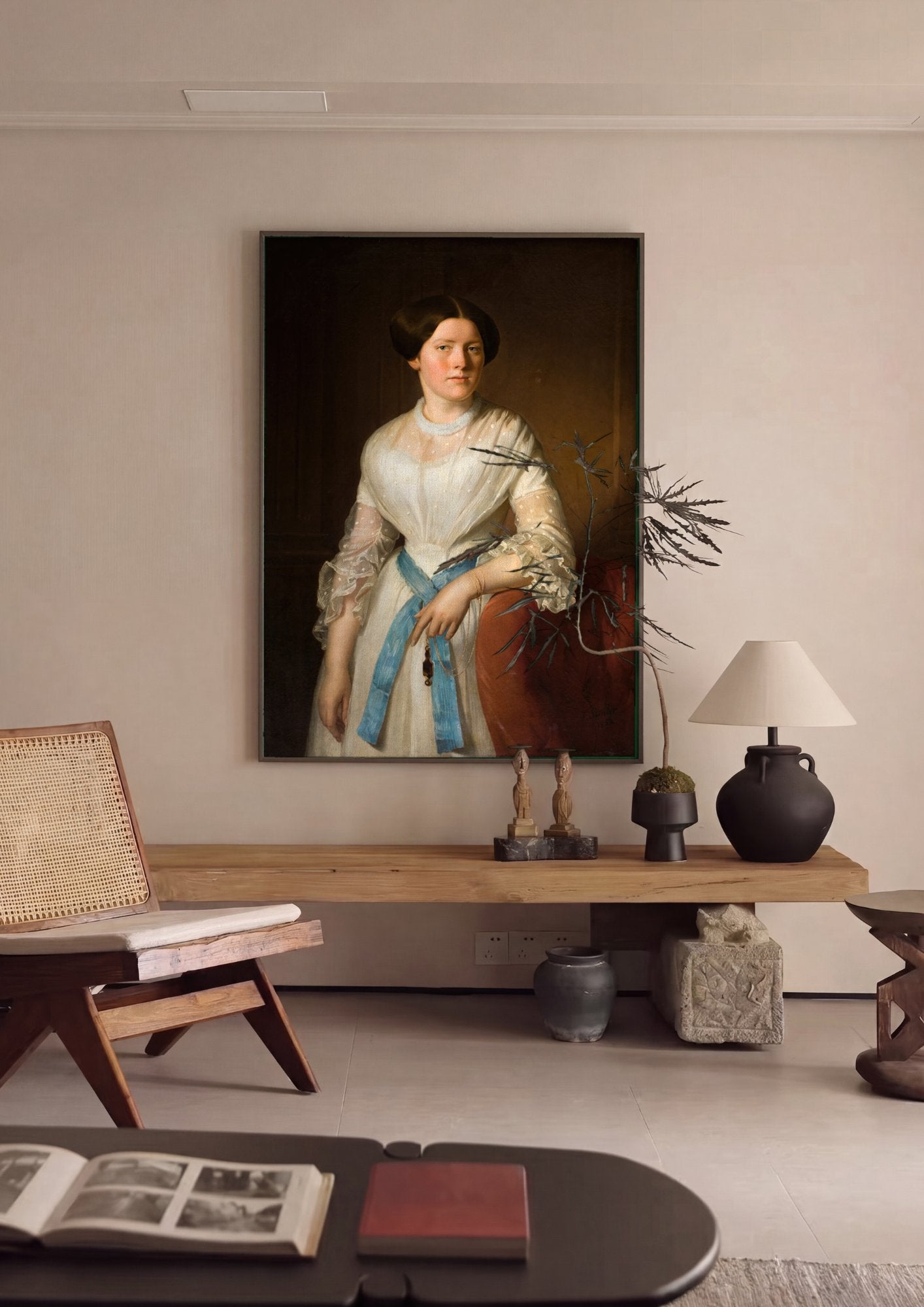 Quadro Decorativo Retrato de Dama - Józef Simmler em ambiente decorado
