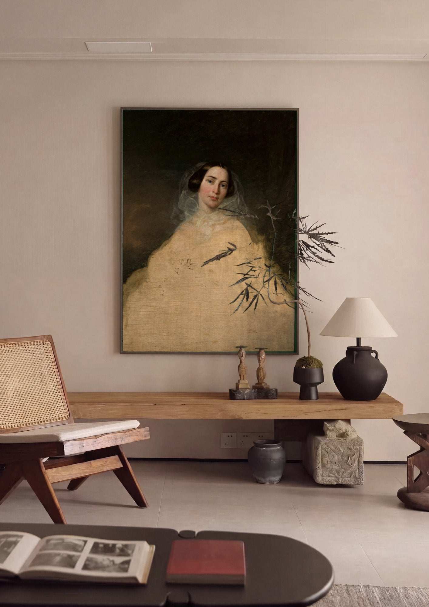 Quadro Decorativo Retrato de Dama - Józef Simmler em ambiente decorado