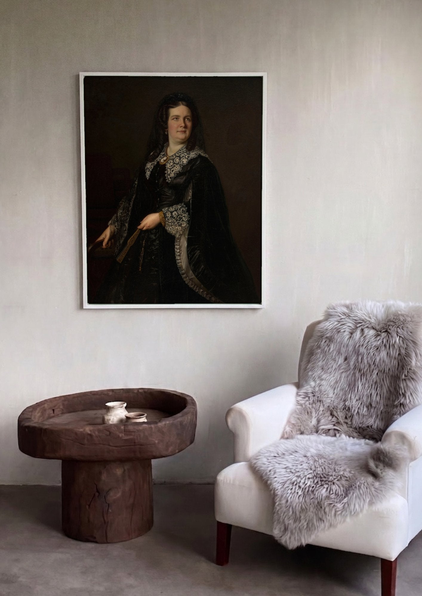 Quadro Decorativo Retrato de Dama - Józef Simmler em ambiente decorado