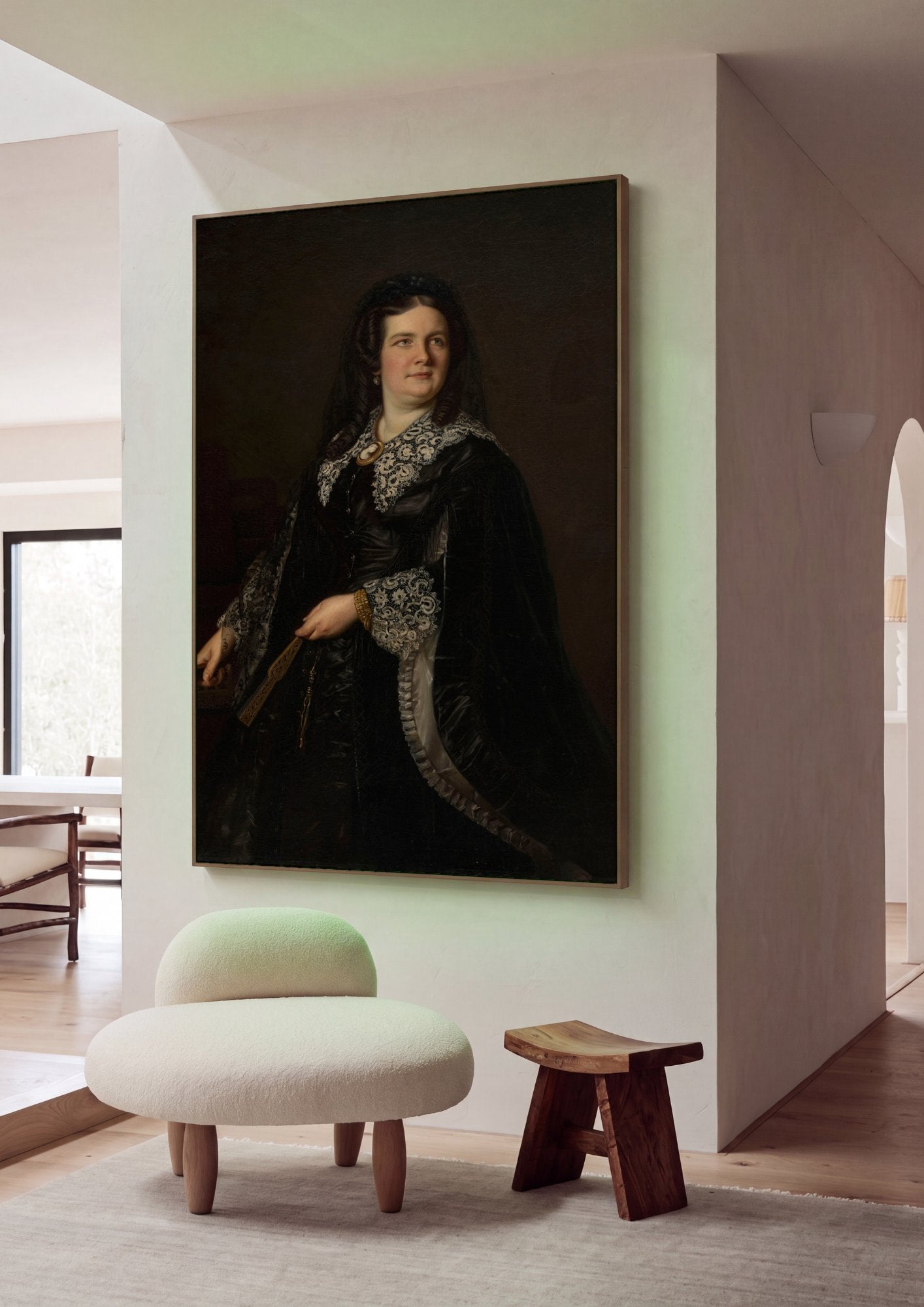 Quadro Decorativo Retrato de Dama - Józef Simmler em ambiente decorado