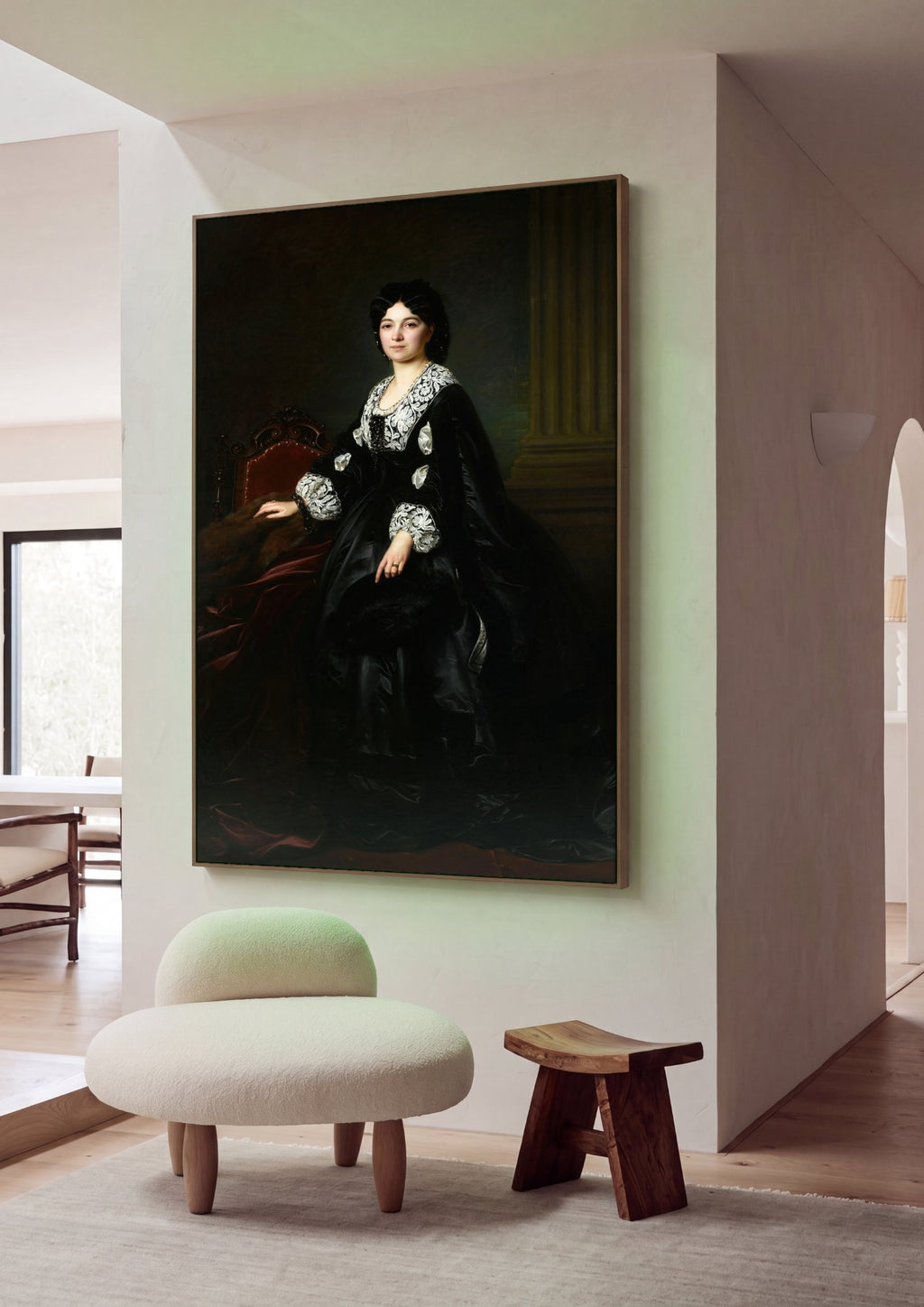 Quadro Decorativo Retrato de Dama - Józef Simmler em ambiente decorado