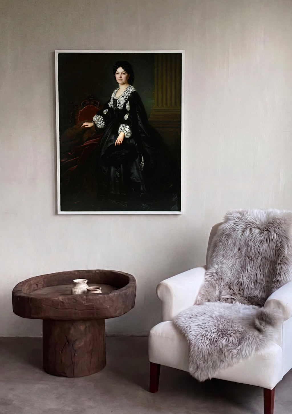 Quadro Decorativo Retrato de Dama - Józef Simmler em ambiente decorado