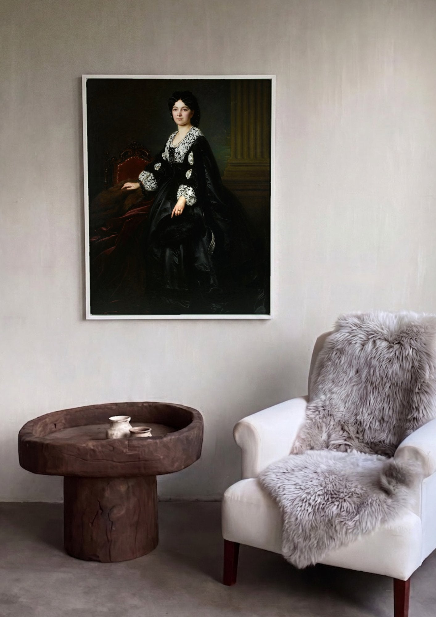 Quadro Decorativo Retrato de Dama - Józef Simmler em ambiente decorado