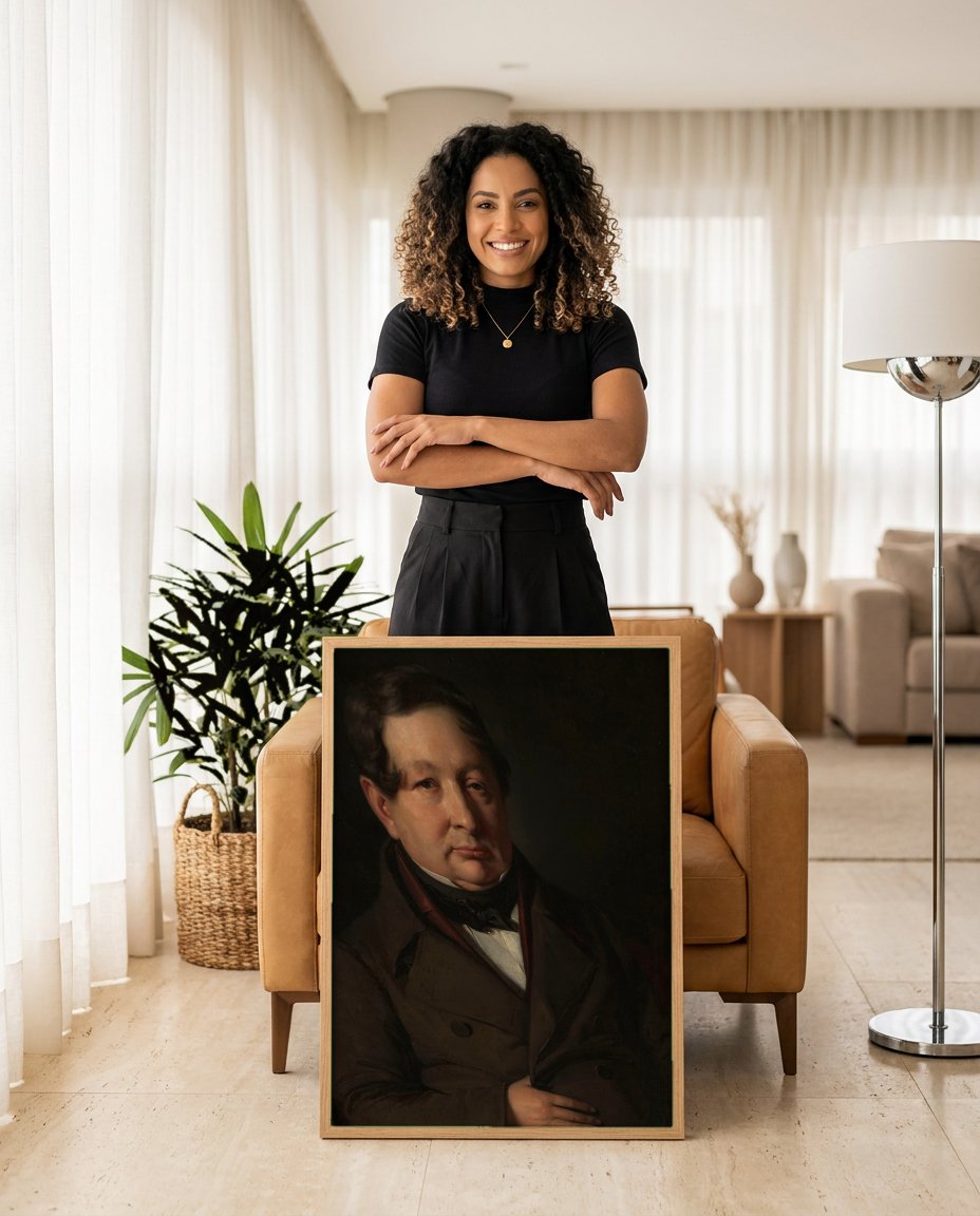Quadro Decorativo Retrato de Homem - Józef Simmler com modelo em ambiente