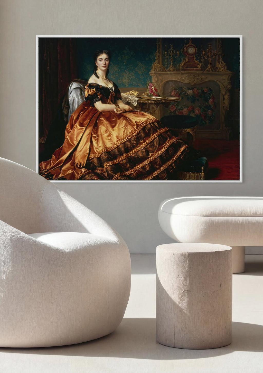 Quadro Decorativo Retrato de Dama - Józef Simmler em ambiente decorado