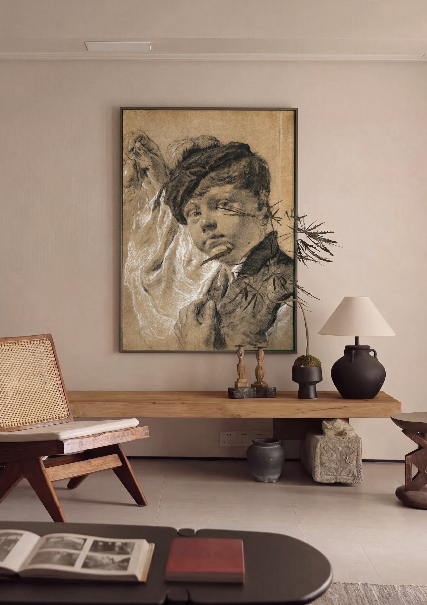 Quadro Decorativo Jovem com Pera - Piazzetta em ambiente decorado