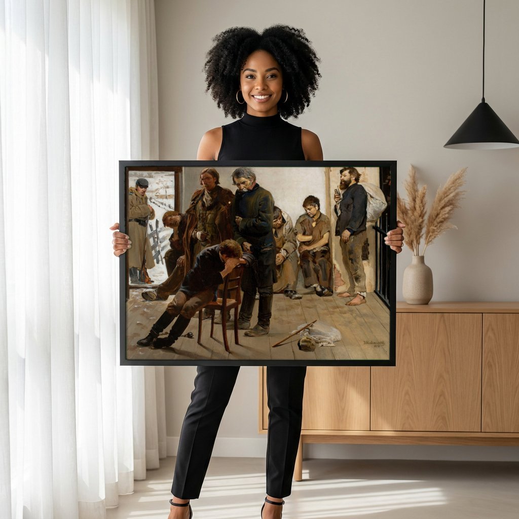 Quadro Decorativo 'A Prisao' - Jacek Malczewski com modelo em ambiente