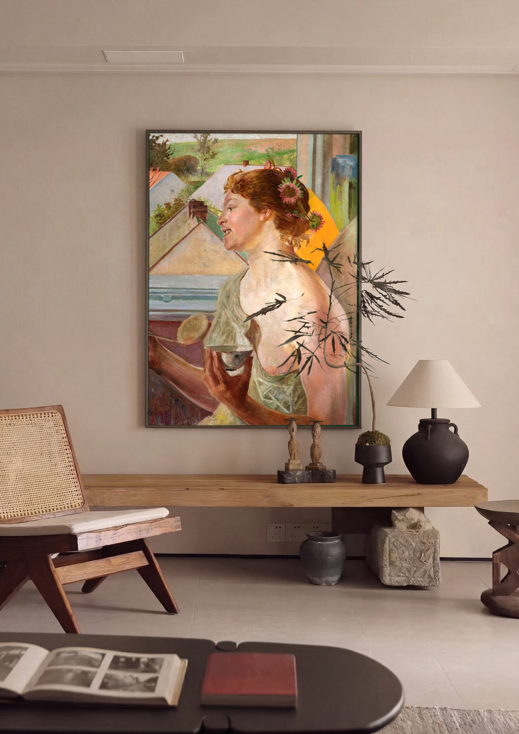Quadro Decorativo 'A Poesia' - Jacek Malczewski em ambiente decorado
