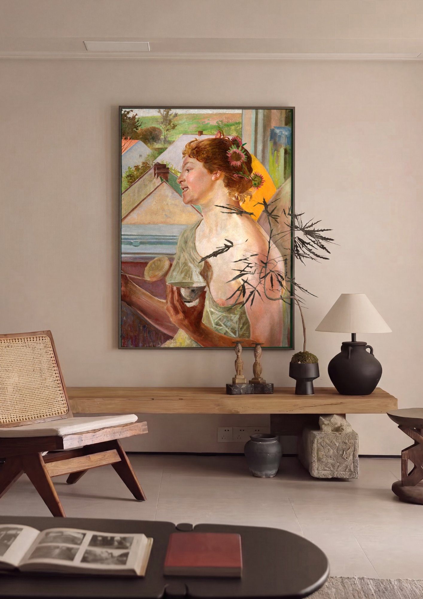 Quadro Decorativo 'A Poesia' - Jacek Malczewski em ambiente decorado