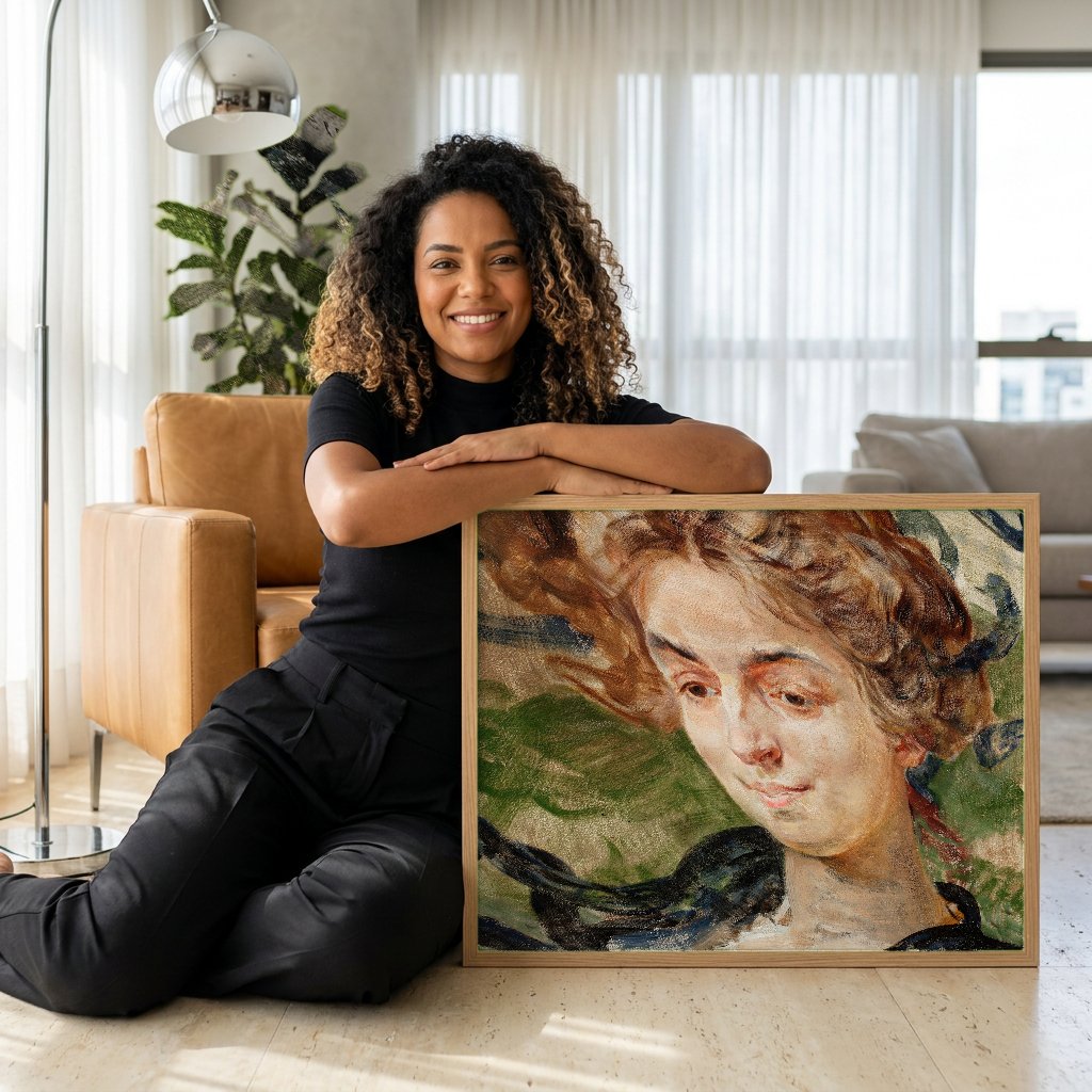 Quadro Decorativo A Medusa - Jacek Malczewski com modelo em ambiente